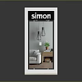 SIMON Display Equipment Showcase Featuring Product Illustrations And Brand Logo
