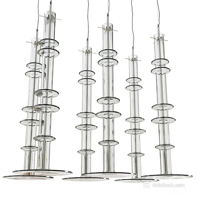 Modern Transparent Glass Chandelier With Multi Tiered Cylindrical Design For Interior 3d model 