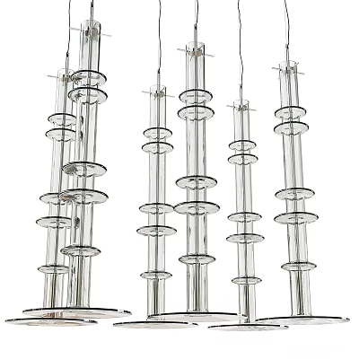 Modern Transparent Glass Chandelier With Multi Tiered Cylindrical Design For Interior 3d model