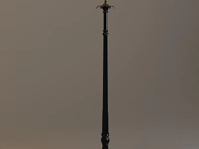 Classic Black Floor Lamp With Intricate Top Decoration And Sturdy Metal Stand 3d model