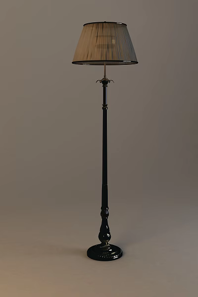 Classic Black Floor Lamp With Intricate Top Decoration And Sturdy Metal Stand 3d model