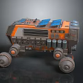 Orange And Gray Mars Rover With Solar Panels Wheels And Cylindrical Components 3d model