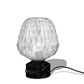Modern Table Lamp With Transparent Textured Glass Shade And Black Marble Base
