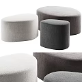 Modern Round Upholstered Ottoman Set of Three Different Sizes and Colors