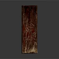 Elegant Dark Wooden Rectangular Household Item With Carved Bamboo Pattern Surface 3d model