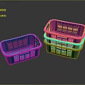Adorable Kittens Playing in Colorful Plastic Baskets with Blue Purple Green Yellow