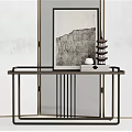 New Chinese style end view table side table long table hanging pictures 3d model