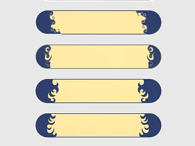 Commercial Equipment Decorative Labels With Yellow Background Dark Blue Borders And Ornamental Patterns 3d model