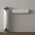 Modern Home Air Conditioner Fan With Standing And Wall Mounted Design On Gray Wall Background