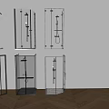 Various Modern Shower Heads In Glass Enclosures With Black Frames And Metal Fixtures