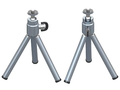 Silver Metal Tripods With Three Legged Design For Camera Support 3d model