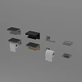 Modern Bathroom Accessories Including Toilet Paper Holder Soap Dish And Wall Shelf