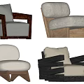 Various Modern Single Sofa Styles Featuring Wooden Frames And Upholstered Seats