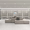 Modern Shoe Store Interior With Glass Facade White Blue Decor Shelves And Bright Lighting
