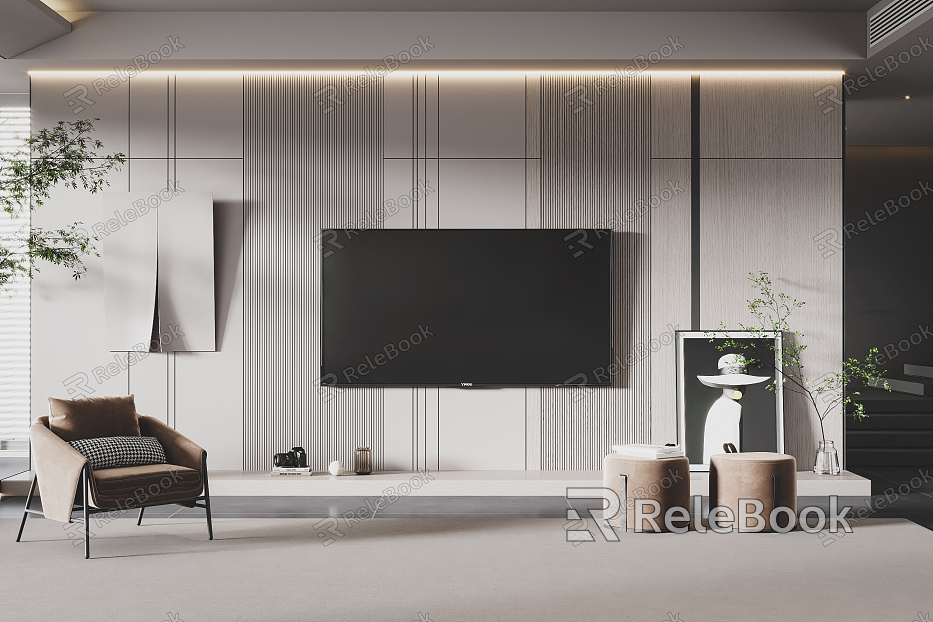 Modern TV background wall TV background model