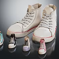 Large White High Top Lace Up Shoes and Small Colorful High Top Shoes Collection