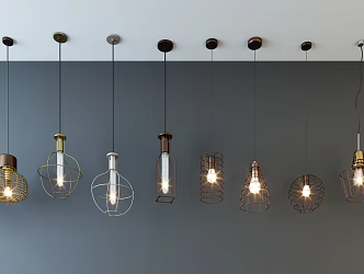 Industrial LOFT chandelier stylish simple metal chandelier combination 3d model