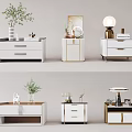 Modern Bedside Tables With Drawers Storage Lamp Vase And Decorative Ornaments