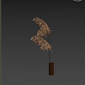 Modern Decorative Brown Vase Holding Dry Twig Flowers On Light Background