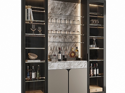 Light Luxury Wine Cabinet Sideboard Cabinet Storage Cabinet 3d model