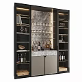 Modern Sideboard With Glass Doors Marble Top Wine Glasses And Storage Shelves