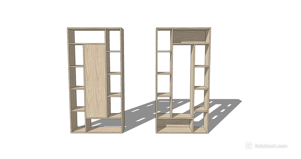 Modern Wooden Shelving Unit With Open Structure Multiple Shelves For Storage And 3d model 