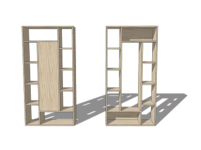 Modern Wooden Shelving Unit With Open Structure Multiple Shelves For Storage And 3d model
