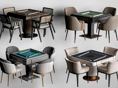 Elegant Modern Entertainment Tables With Comfortable Chairs And Various Tabletop Designs 3d model