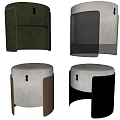 Modern Sofa Stools In Multiple Colors With Contemporary Design And Comfortable Seats 3d model