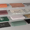 Outdoor Awnings Featuring Various Styles Striped Solid Colors and Brand Logos 3d model