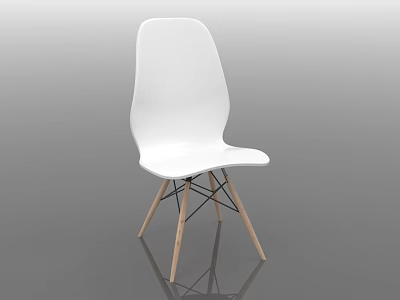 Modern White Single Chair with Wooden Crossed Legs and Minimalist Design for Modern Interior 3d model
