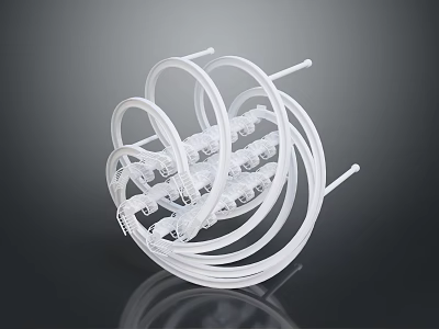 Transparent Plastic Circular Loop Structure With Multiple Connectors And Tubes 3d model