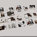 Open Books And Magazines With Various Interior Design Pages Displayed 3d model