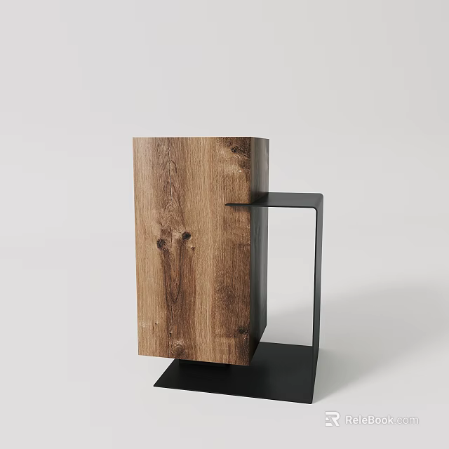 Wooden Nightstand Modern Design With Metal Frame And Sleek Structure 3d model 
