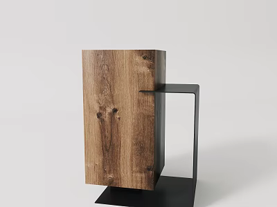 Wooden Nightstand Modern Design With Metal Frame And Sleek Structure 3d model