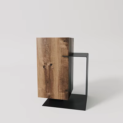 Wooden Nightstand Modern Design With Metal Frame And Sleek Structure 3d model