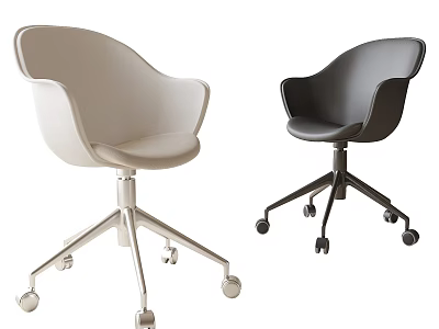 Ergonomic Office Chair with Curved Backrest Light Dark Colors Metal Base Swivel Wheels 3d model