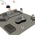 Modern Sofa Coffee Table Combination Multi-person Sofa Curved Sofa Art Sofa Round Coffee Table Single Sofa Chair Floor Lamp Carpet Side Table Jewelry Ornaments 3d model