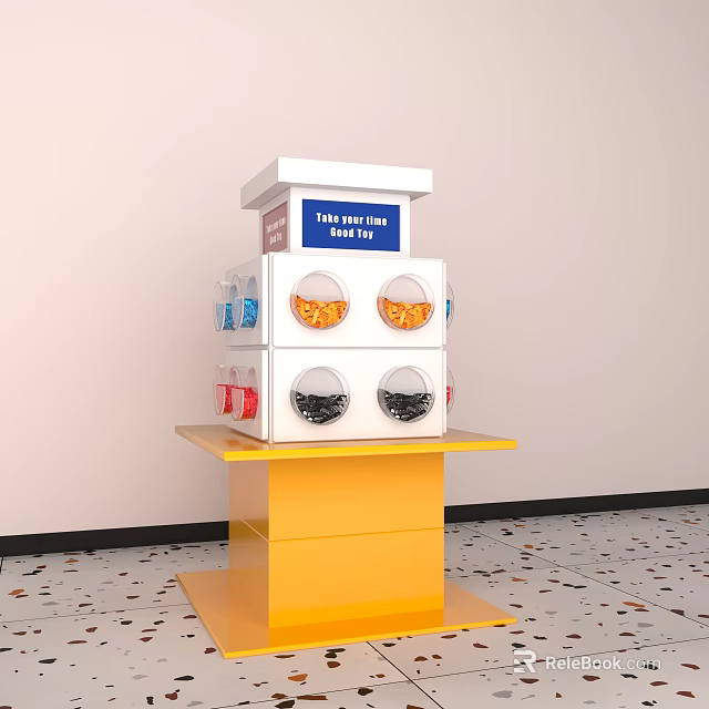 Multi-layer Display Shelf With Yellow Base Colorful Storage Compartments And Top Sign 3d model