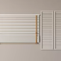 Modern White Window Blinds With Horizontal Wooden Slats And Double Panel Design