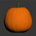Fresh Orange Pumpkin With Green Stem And Smooth Surface On Black Reflective Background