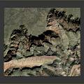 3D Canyon Landscape Model With Green Red Rock Layers And Layered Texture 3d model
