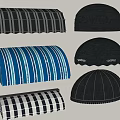 Various Stylish Awnings with Striped Checkered and Solid Color Patterns