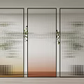 Modern Interior Partition With Vertical Stripe Design Gradient Orange Pink And Green Plant Decoration