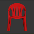 Durable Red Plastic Chair With Armrests And Slatted Back Design