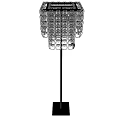 Modern Floor Lamp With Hanging Crystal Elements And Black Metal Stand