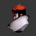 3D Styled Cartoon Character With Red Hair Black Headband And Yellow Coat