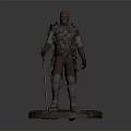 Medieval Armored Knight Statue With Sword Standing On Stone Base 3d model