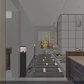 Japanese Style Teahouse Interior With Wooden Screen Stone Path Warm Lighting And Green Plants