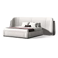 Sleek Modern Double Bed Design Featuring Upholstered Headboard And Soft Plush Pillows 3d model